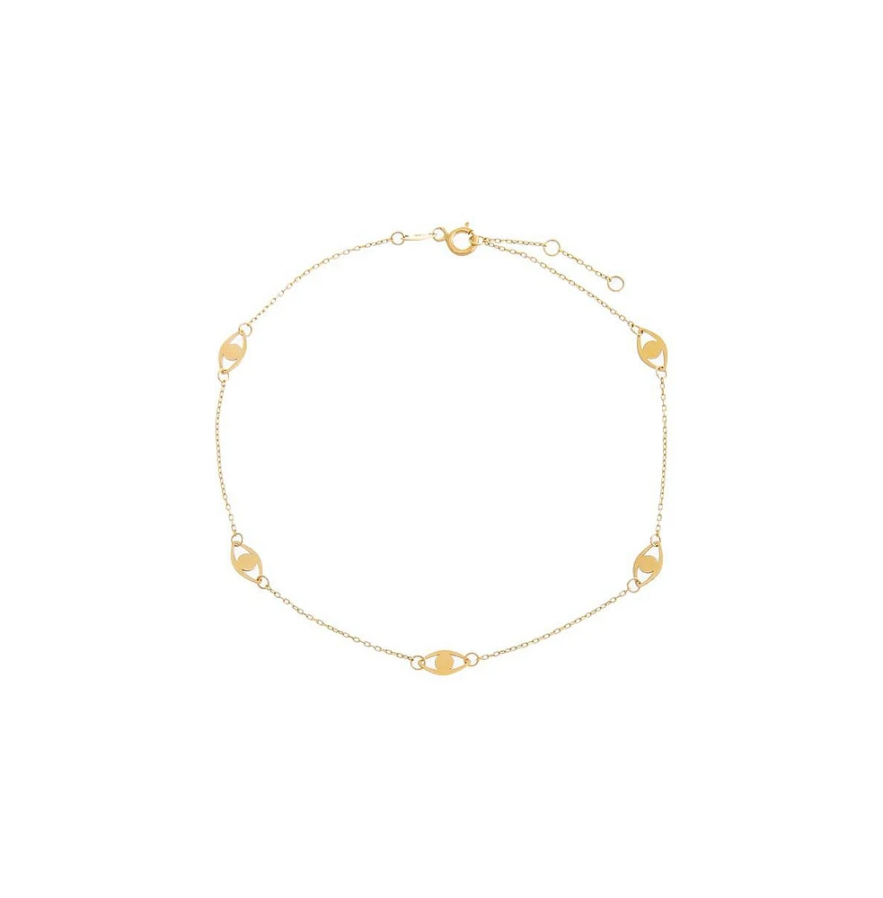 By Adina Eden Solid Multi Evil Eye Anklet 14K