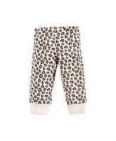 Hudson Baby Baby Girls Thermal Preemie Layette Set 4pc Long Sleeve Outfit, Leopard, Preemie