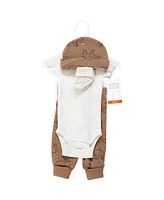 Hudson Baby Boys Thermal Preemie Layette Set 4pc Short Sleeve Outfit, Bear, Preemie