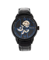 Heritor Automatic Sanford Semi-Skeleton Leather-Band Watch