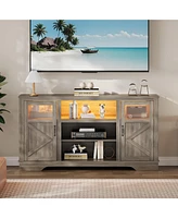 gaomon 58'' Farmhouse Tv Stand with Led Lights