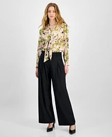 Bar Iii Women's Floral Tie-Neck Blouse, Exclusively at Macy's