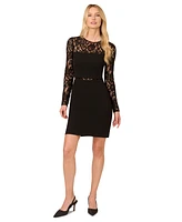 Adrianna by Adrianna Papell Women's Lace-Trim Long-Sleeve Sheath Dress