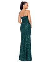 Betsy & Adam Women's Sequin Embellished Sleeveless Gown