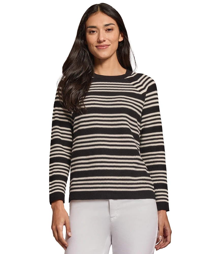 Jones New York Women's Striped Boat-Neck Raglan-Sleeve Top