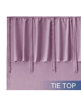 Awesome Home Recycled Cotton Blend Ruffle Tie Top Curtains Pair, Bleached Mauve