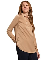 Jones New York Women's Crepe Half-Placket Side-Button Tunic