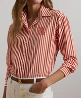 Lauren Ralph Women's Relaxed-Fit Striped Broadcloth Shirt