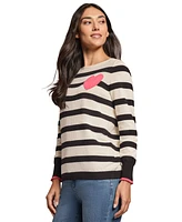 Jones New York Petite Intarsia Heart Striped Sweater