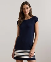 Lauren Ralph Women's Two-Tone Cap-Sleeve Shift Sweater Dress