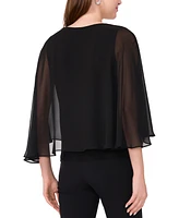 Msk Women's Rhinestone-Trim Cape-Overlay Top