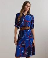 Lauren Ralph Women's Rope-Print Crepe Shirtdress