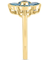 Effy London Blue Topaz (2-1/3 ct. t.w.) & Diamond Accent Flower Statement Ring in 14k Yellow Gold