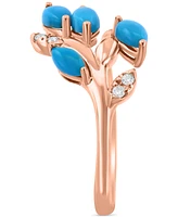 Effy Turquoise & Diamond (1/20 ct. t.w) Branch Statement Ring in 14k Rose Gold