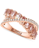 Effy Morganite (2-1/10 ct. t.w.) & Diamond (1/4 ct. t.w) Crisscross Statement Ring in 14k Rose Gold