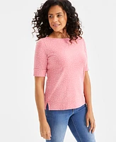 Style & Co Women's Printed Elbow-Sleeve Top, Exclusively at Macy's