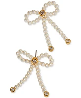 Ajoa by Nadri 18k Gold-Plated Cubic Zirconia & Imitation Pearl Bow Drop Earrings