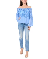 Sam & Jess Petite Off-The-Shoulder Floral Waterfall Top