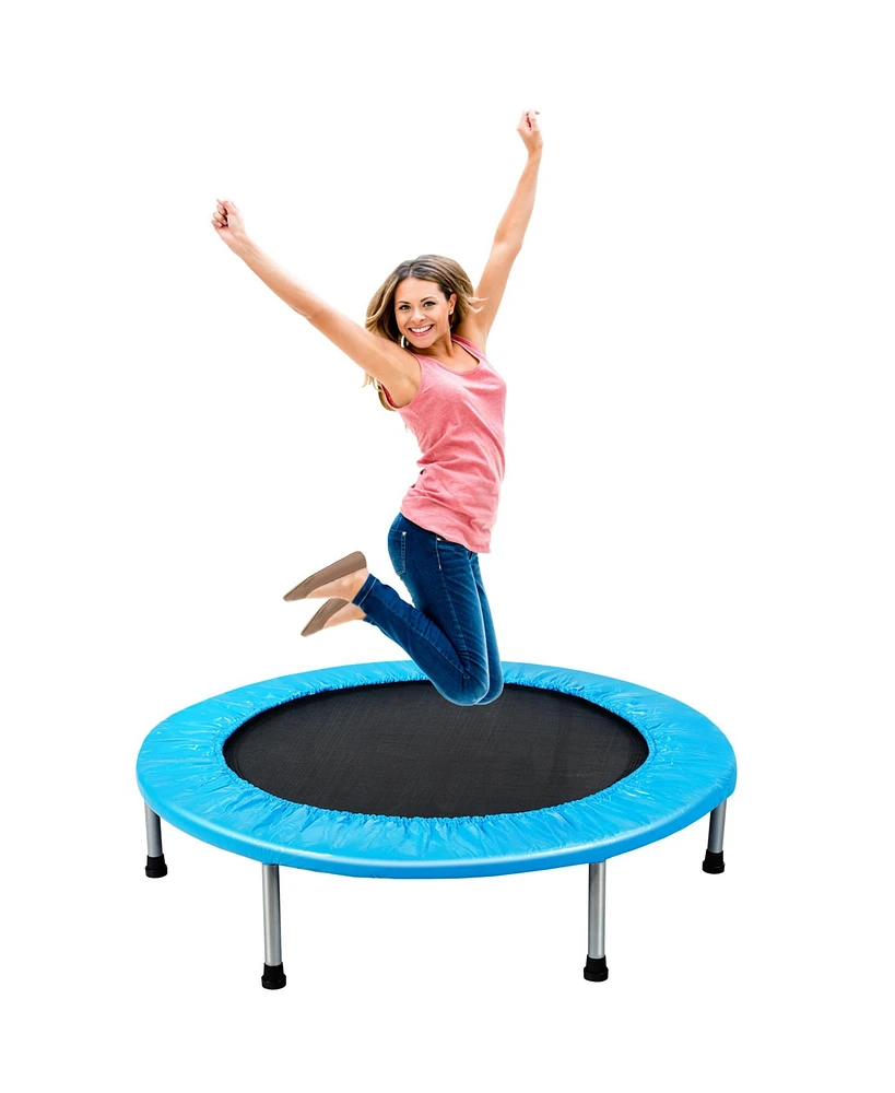 Gymax 38'' Folding Mini Trampoline Fitness Rebounder w/ Safety Pad Pink