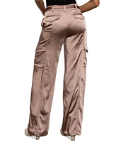 Sanctuary Women's Satin Wide-Leg Cargo Pants