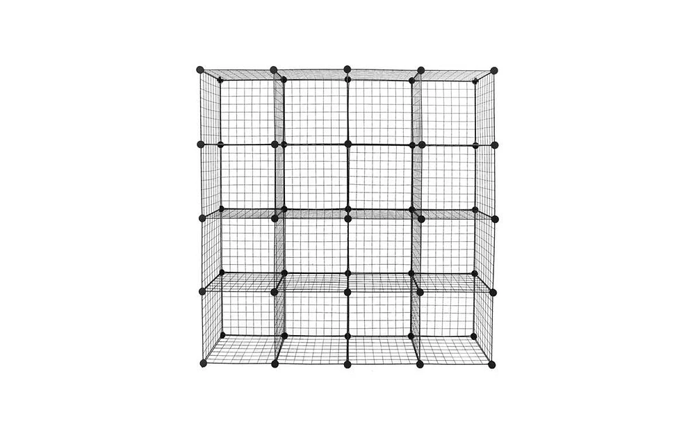Slickblue 16-Cube Organizer Storage Shelves – Versatile Wire Cube Storage System for Home & Office