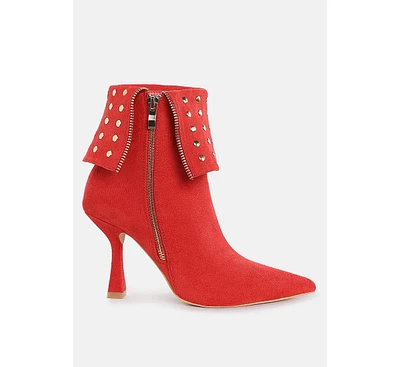 London Rag Piccini Stud Embellished Foldover Boots