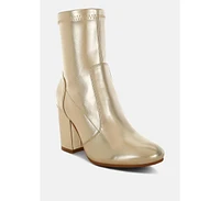 Rag & Co Tirana Metallic Pleather Sock Boots