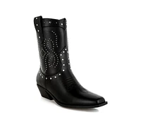 London Rag Equine Studded Embroidery Cowboy Boots