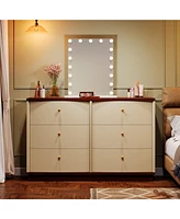 Tribesigns 55" Modern 6-Drawer Dresser Double Wide Chest of Drawers for Bedroom