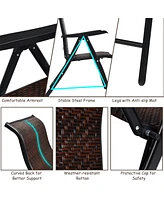 Sugift 2 Pieces Patio Rattan Folding Reclining Chair