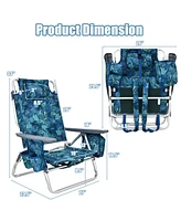 Sugift 4-Pack 5-Position Outdoor Folding Backpack Beach Reclining Chair with Pillow