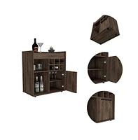 Depot E-shop Pasadena Bar Cabinet With Divisions, Two Concealed Shelves, Six Cubbies