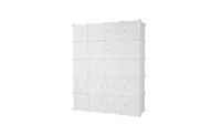 Slickblue 20-Cube Stackable Plastic Organizer Shelves, Multifunctional Modular Closet Cabinet with Hanging Rod in White