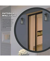 Flynama Dusk to Dawn 1-Light Matte Black Sensing Outdoor Hardwired Wall Sconce with No Bulb Included