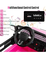 Hongge 12V Kids Ride On Truck with Remote Control and Headlights-Pink