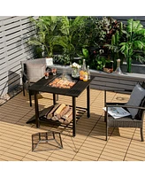 Vebreda 31 Inch Outdoor Fire Pit Dining Table with Cooking Bbq Grate