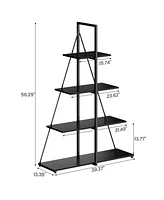 gaomon Bookcase, 4-Tier Ladder Bookshelf, A-Shaped Ladder Shelf Display, Ladder Shelf Storage Organizer for Living Room