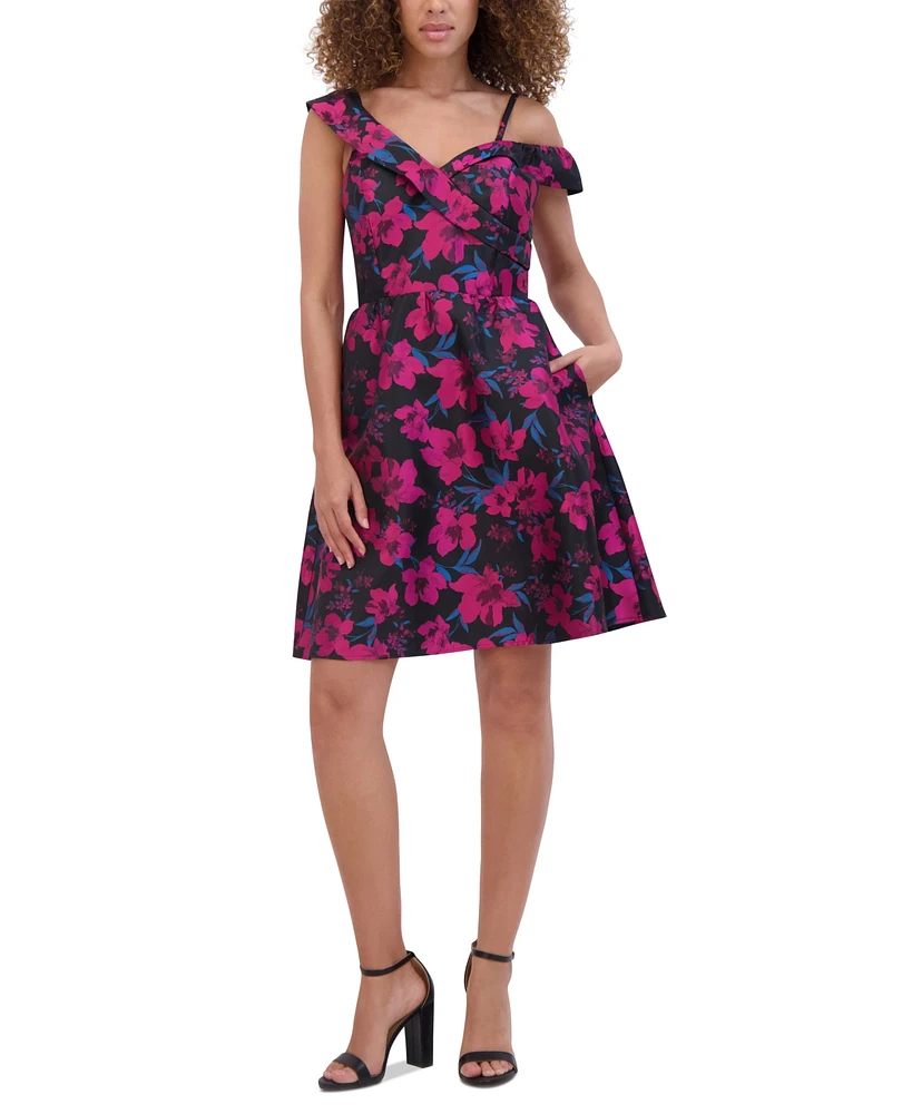 kensie Women's Floral Jacquard A-Line Dress