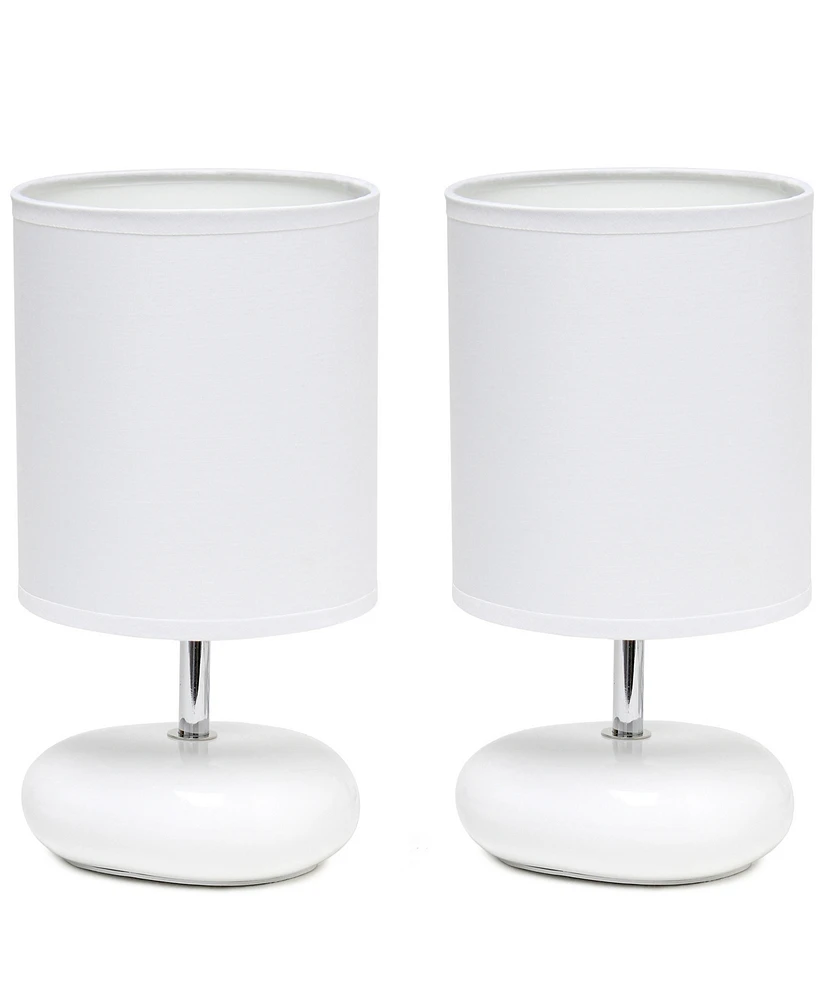 Creekwood Home 10.24" Traditional Mini Round Rock Table Lamp 2 Pack Set