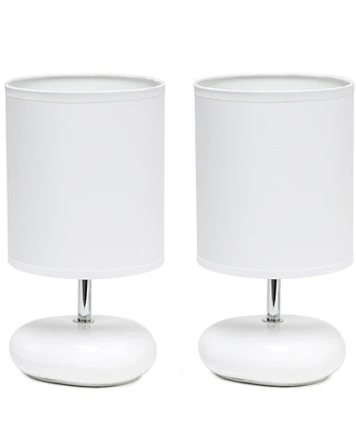 Creekwood Home 10.24" Traditional Mini Round Rock Table Lamp 2 Pack Set