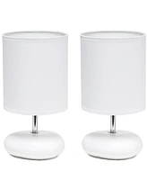 Creekwood Home 10.24" Traditional Mini Round Rock Table Lamp 2 Pack Set