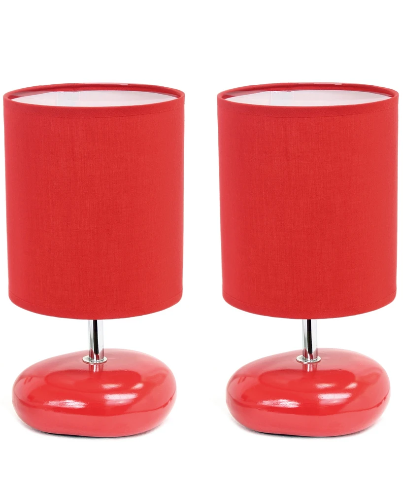 Creekwood Home 10.24" Traditional Mini Round Rock Table Lamp 2 Pack Set