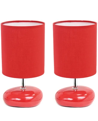 Creekwood Home 10.24" Traditional Mini Round Rock Table Lamp 2 Pack Set