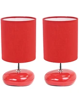 Creekwood Home 10.24" Traditional Mini Round Rock Table Lamp 2 Pack Set