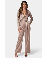 Bebe Women's Satin Blazer Jumpsuit