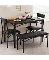 gaomon Dining Table Set for 4, Kitchen Table and Chairs for 4, Rectangular Kitchen Table Set , Dining Room Table Set,Black