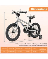 Hongge 16-Inch Kids Bike Bicycle for Boys Girls 4-7 Adjustable with High Carbon Steel Frame