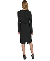 Halston Women's Asymmetric Belted Sheath Dress