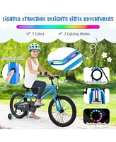 Hongge 16/18 Inch Kids Bike Led Lighted Adjustable with Training Wheels for 4-8 Years Old Kids
