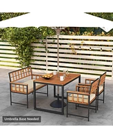 Givimo 4 Pieces Acacia Wood Patio Dining Set with 1 Rectangular Table